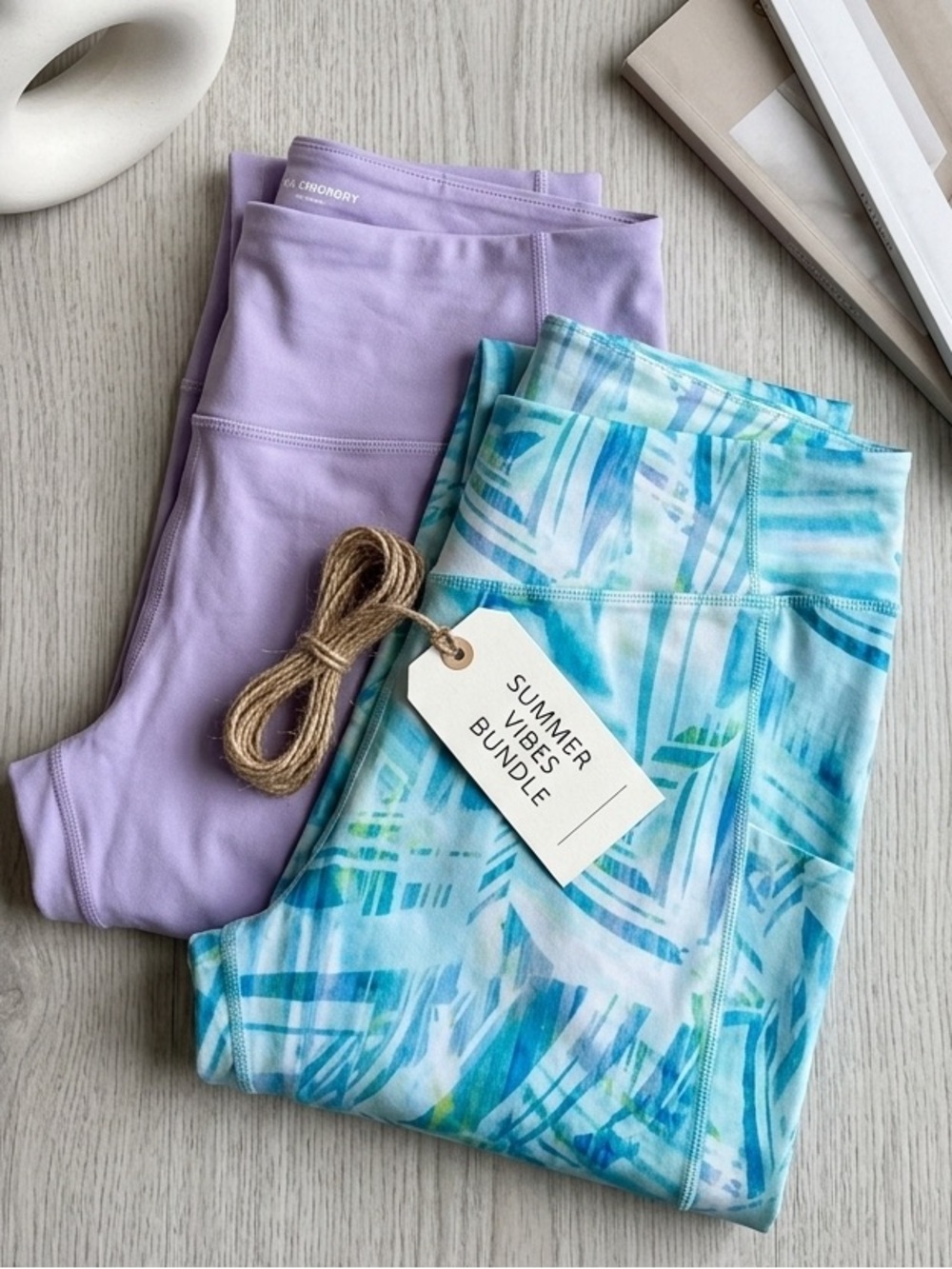 Women's 2X Bottoms Bundle - Lavender & Blue Tropical Print Cropped Leggings